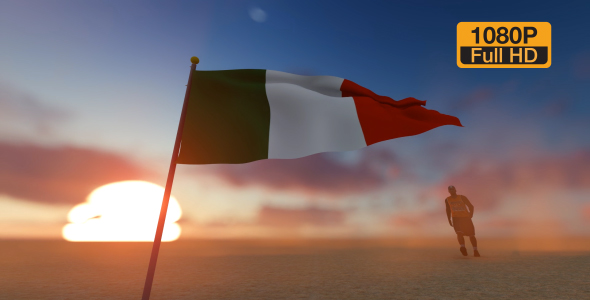 Italy Flag and Walking Man