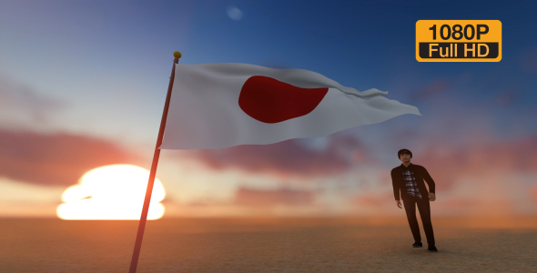 Japan Flag and Walking Man