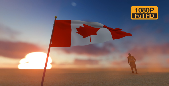 Canada Flag and Walking Man