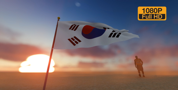 Korea Flag and Walking Man