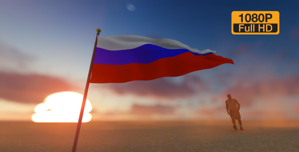 Russia Flag and Walking Man