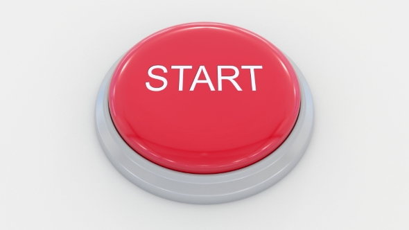 Pushing Big Red Button with Start Inscription