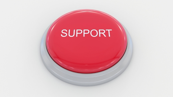 Pushing Big Red Button with Support Inscription