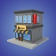 cafe motel cartoon building low poly - 3DOcean Item for Sale