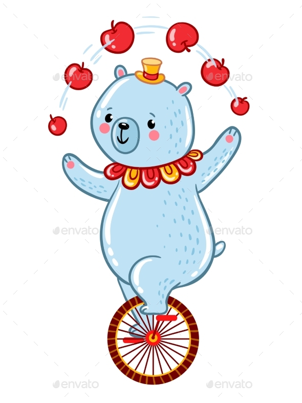 Bear Juggles Apples Illustration