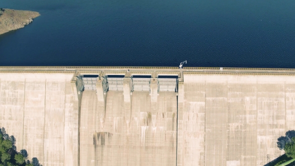 Aerial View of Dam Near Pomarao