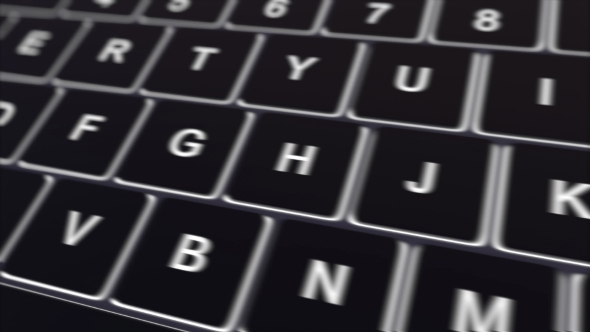 Black Computer Keyboard and Glowing Sign in Key