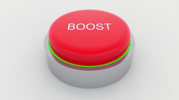 Big Red Button with Boost Inscription Being Pushed