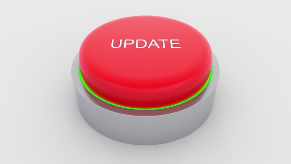Big Red Button with Update Inscription Being Pushed