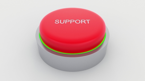 Big Red Button with Support Inscription Being Pushed