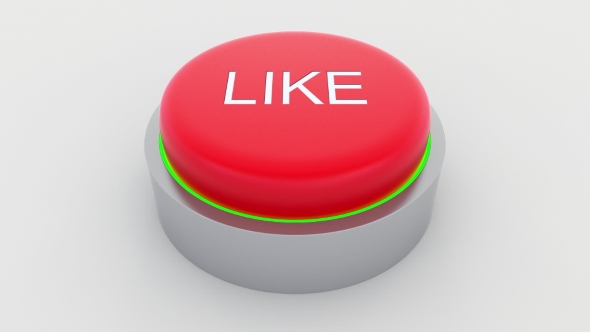 Big Red Button with Like Inscription Being Pushed