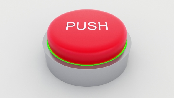 Big Red Button with Push Inscription Being Pushed