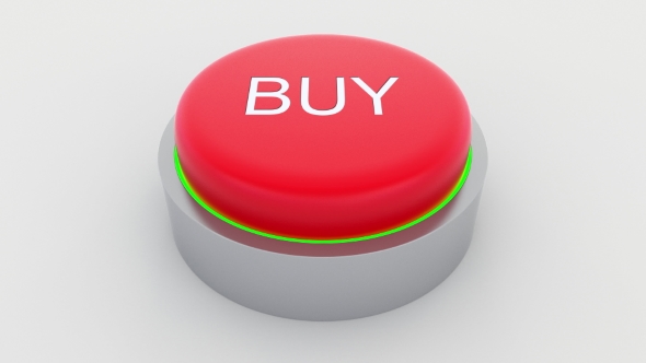 Big Red Button with Buy Inscription Being Pushed