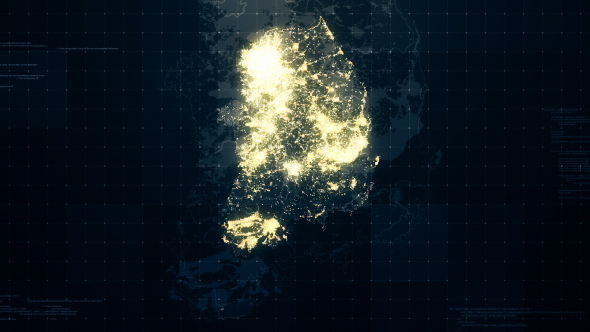 South Korea Map Night Lighting Rollback HD alt