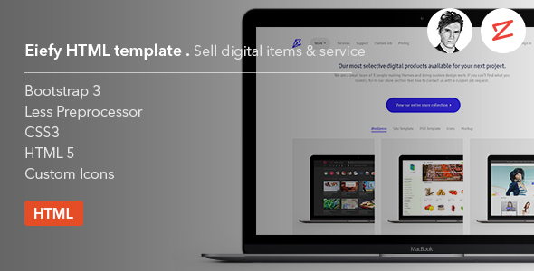 Eiefy: HTML Template for Selling Digital Items & Services