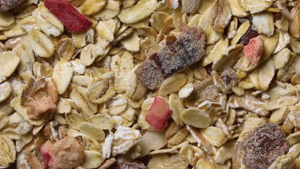 Dried healthy muesli with dried fruit full frame close up 