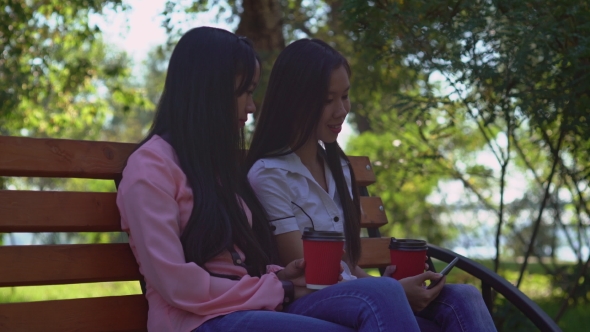 Friends Resting in the Park Sunny Day.