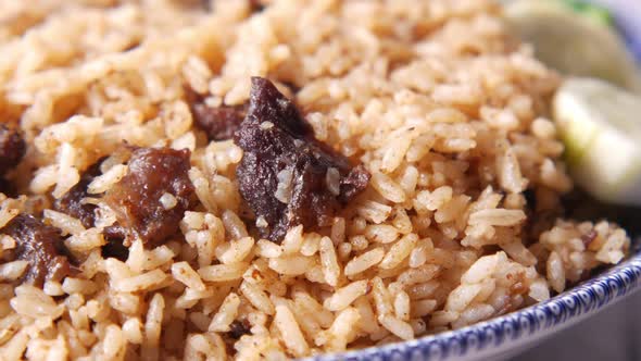 Mutton Biryani Meal in a Plate on Table