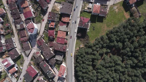 Aerial View Urban Suburban Road Traffic