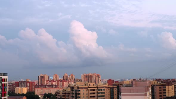 White Cumulus Clouds Rise Upward Timelapse