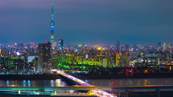 time lapse of Tokyo cityscape at night, Japan