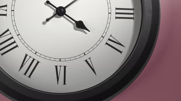 Clock Face On Rosy Rose Pink Wall