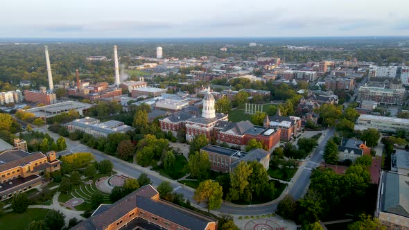 Mizzou - University Campus in Columbia, Missouri - Orbiting Aerial Drone View