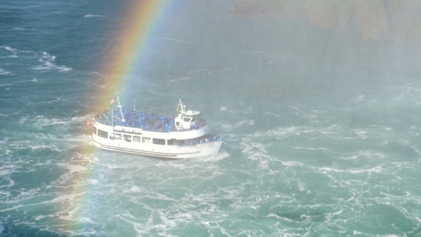 Niagara Falls Cruiser Boat Maid of The Mist with Tourists