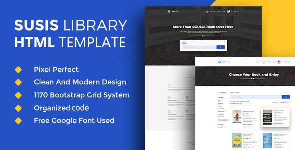Susis Library & Book Showcase HTML5 Template