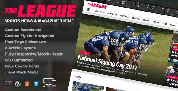 The League - Sports News &amp; Magazine WordPress Theme