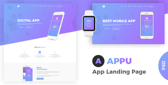 Appu - App Landing PSD Template