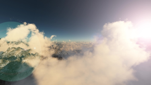 Loop Mountains in Snow and Clouds at Blue Sky alt