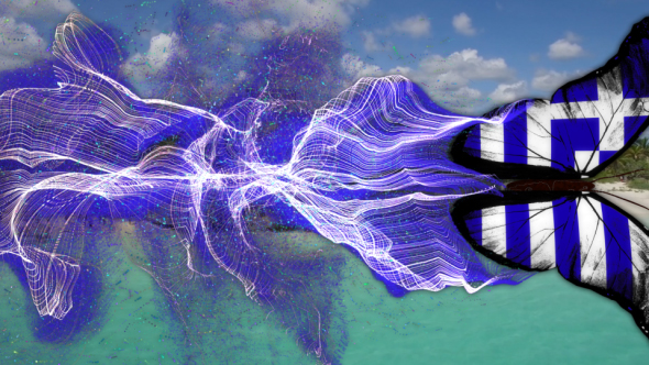 Greece Flag Butterfly Gorgeous Particle Light Trailing Flying Transtion V5  alt