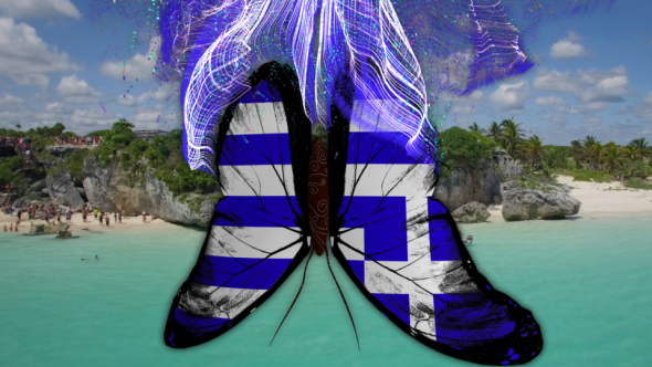 Greece Flag  Butterfly Gorgeous Particle Light Trailing Flying Transtion V4 alt