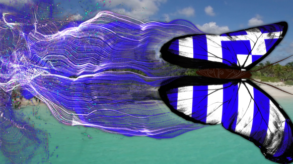 Greece Flag Butterfly Gorgeous Particle Light Trailing Flying Transtion V1 alt