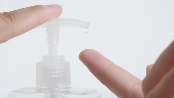 Sanitizer gel  extracted with hand on finger slow-mo  video