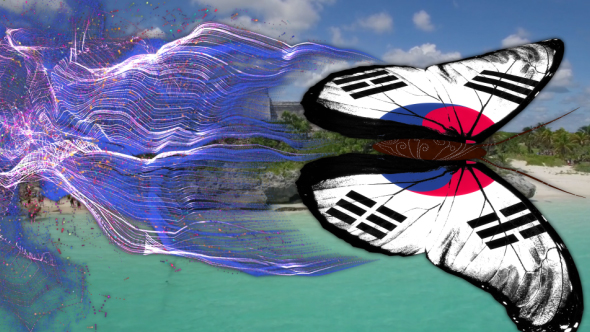 Korea South Flag Butterfly Gorgeous Particle Light Trailing Flying Transtion V1 alt