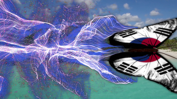 Korea South Flag Butterfly Gorgeous Particle Light Trailing Flying Transtion V5 alt