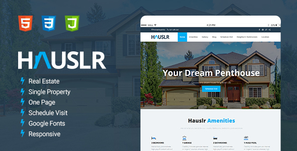 Hauslr - Single Property Modern HTML Template