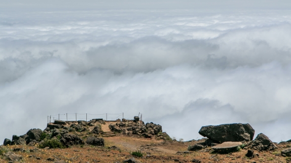 View Down Over the Clouds From Slopes of Pico Do Arieiro, Madeira