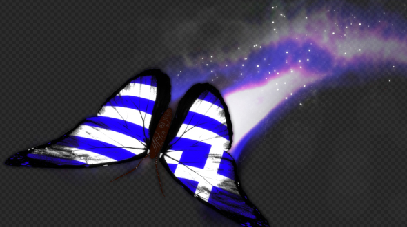 Greece Flag Butterfly Dynamic Flying Particle Tail V1 alt