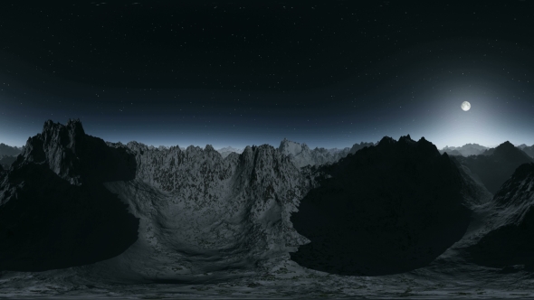 Aerial VR 360 Panorama of Mountains at Night