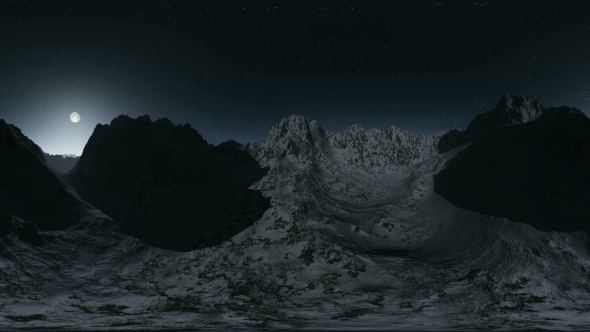 Aerial VR 360 Panorama of Mountains at Night