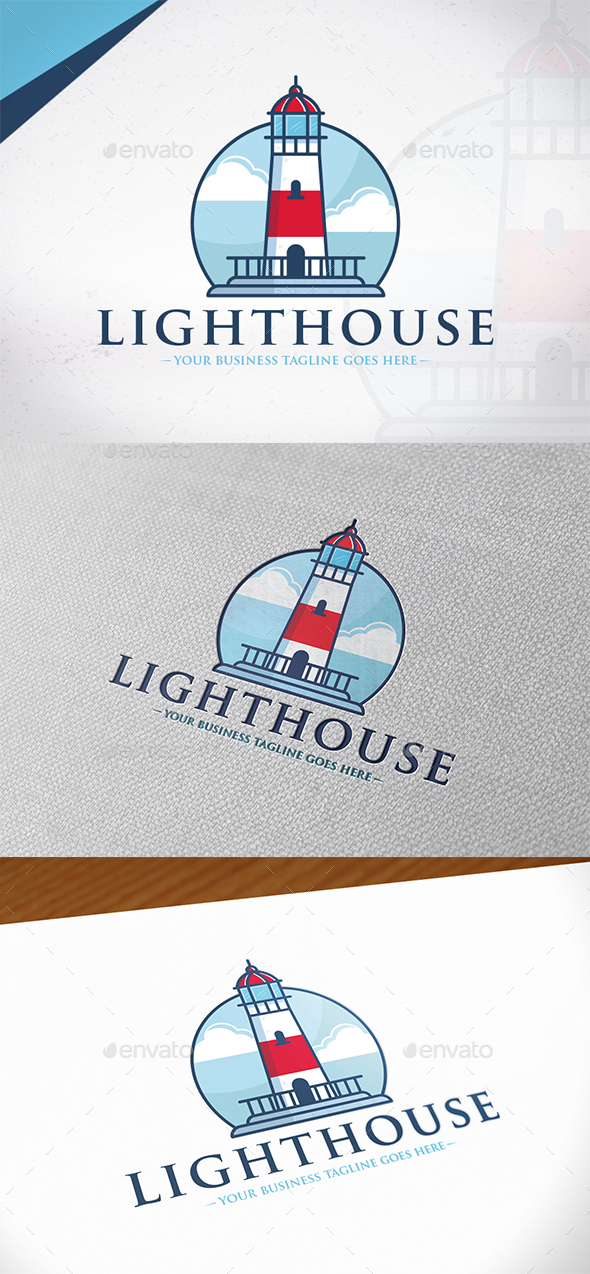 Emblem Lighthouse Logo Template