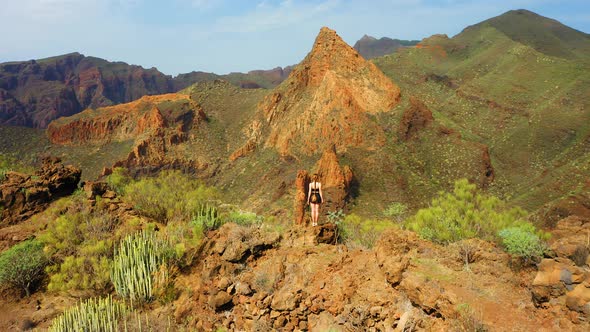 Woman Enjoys Nature Landscape in Hike to Gorge