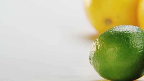 Limes and Oranges. Camera Moving From Left To Right