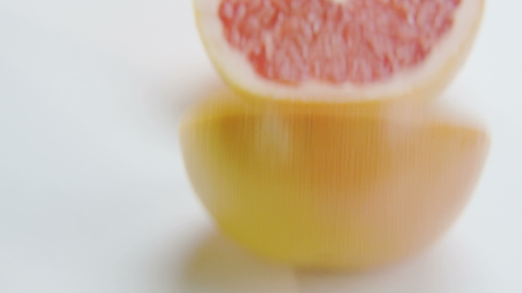 Grapefruit Halves on White Background