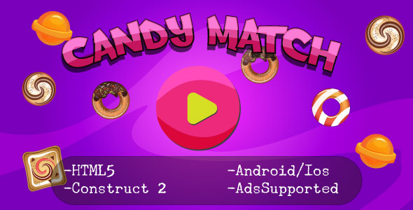 Candy Match (HTML5 Game + Construct 2 CAPX)