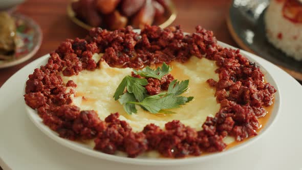 Hummus Top View Middle Eastern National Traditional Food