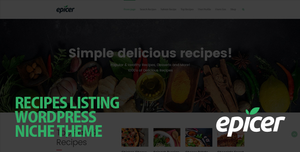Epicer - Recipe Listing WordPress Theme